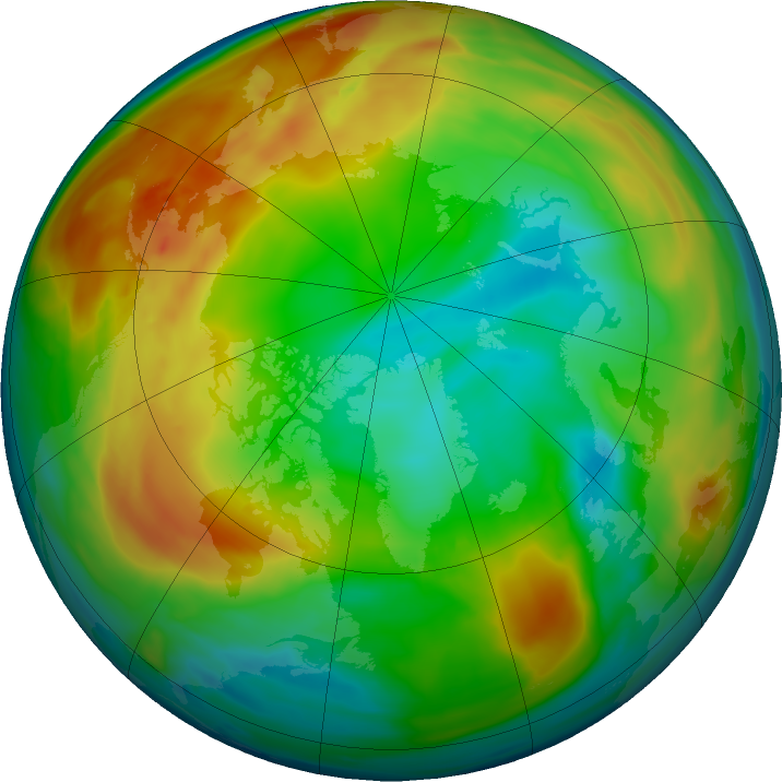 Arctic ozone map for 12 January 2018